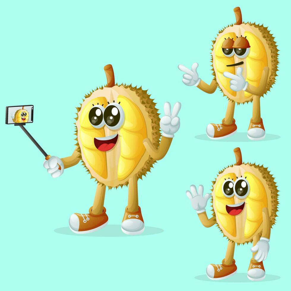 Cute durian characters as narcissistic vector