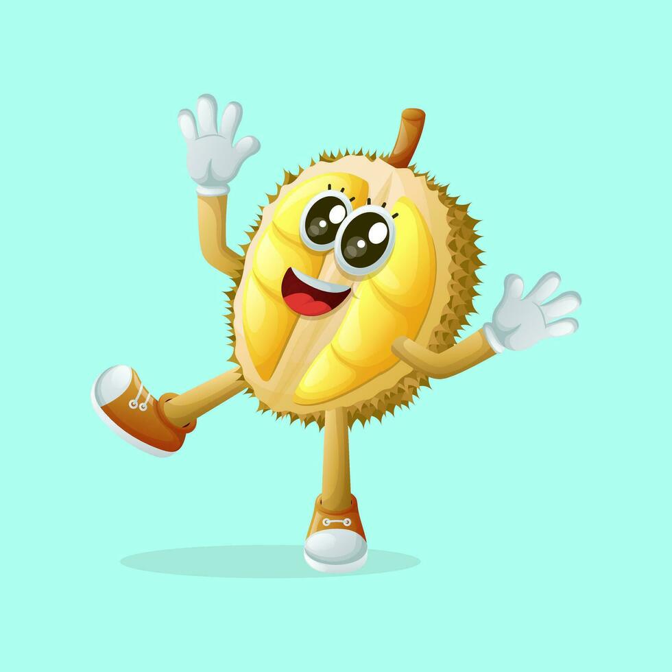 Cute durian character smiling with a happy expression vector