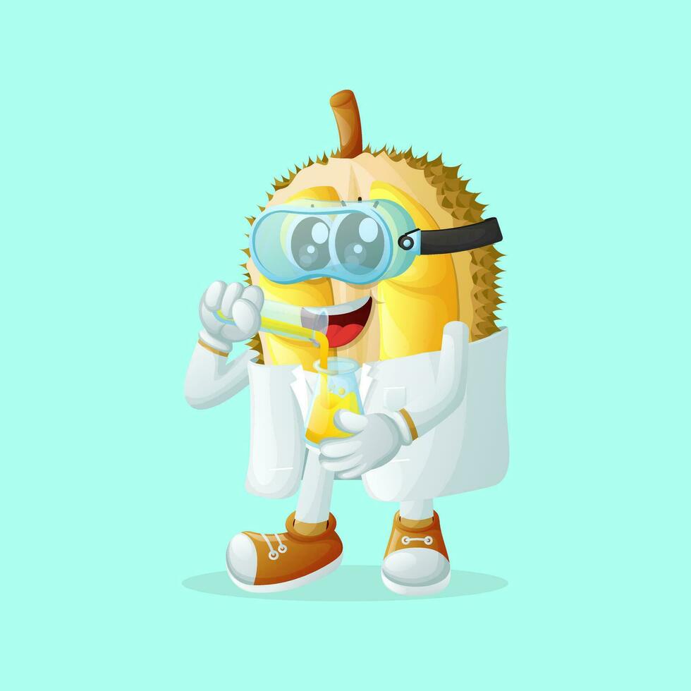 Cute durian character as scientists vector