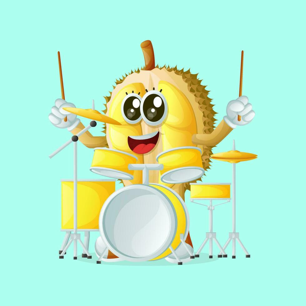 Cute durian character playing musical instrument vector