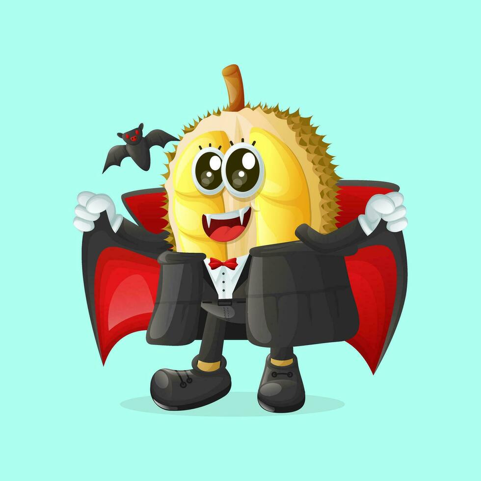 Cute durian characters on Halloween vector