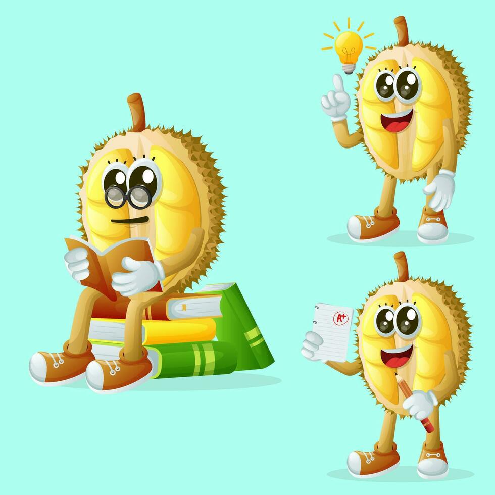 Cute durian characters being clever vector