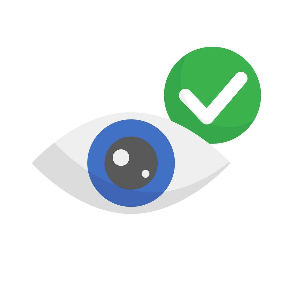 Flat design eye and check mark. Visually. Vector. vector