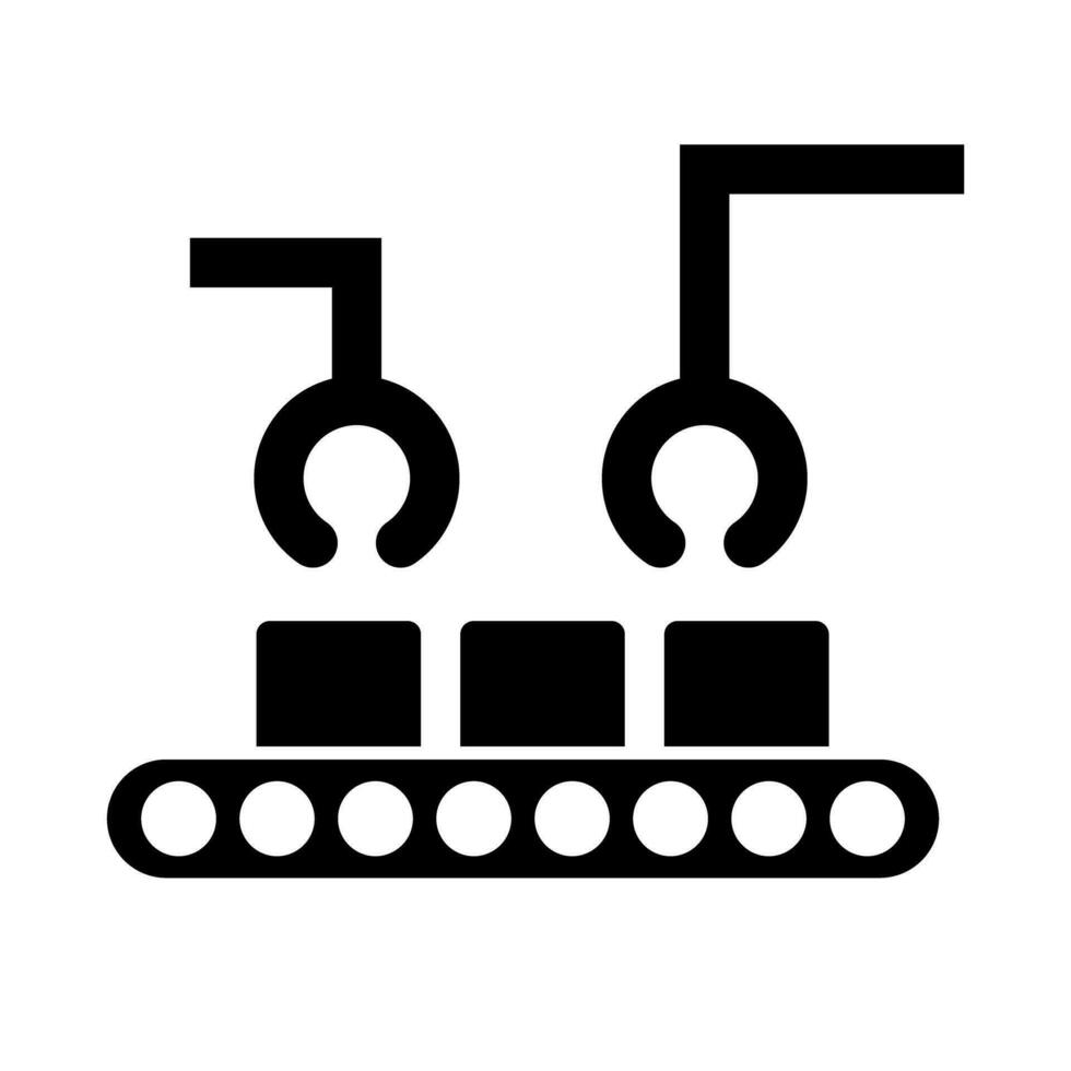 trabajo automatización silueta icono de un transportador cinturón. fabricación y fábrica. industria. vector. vector