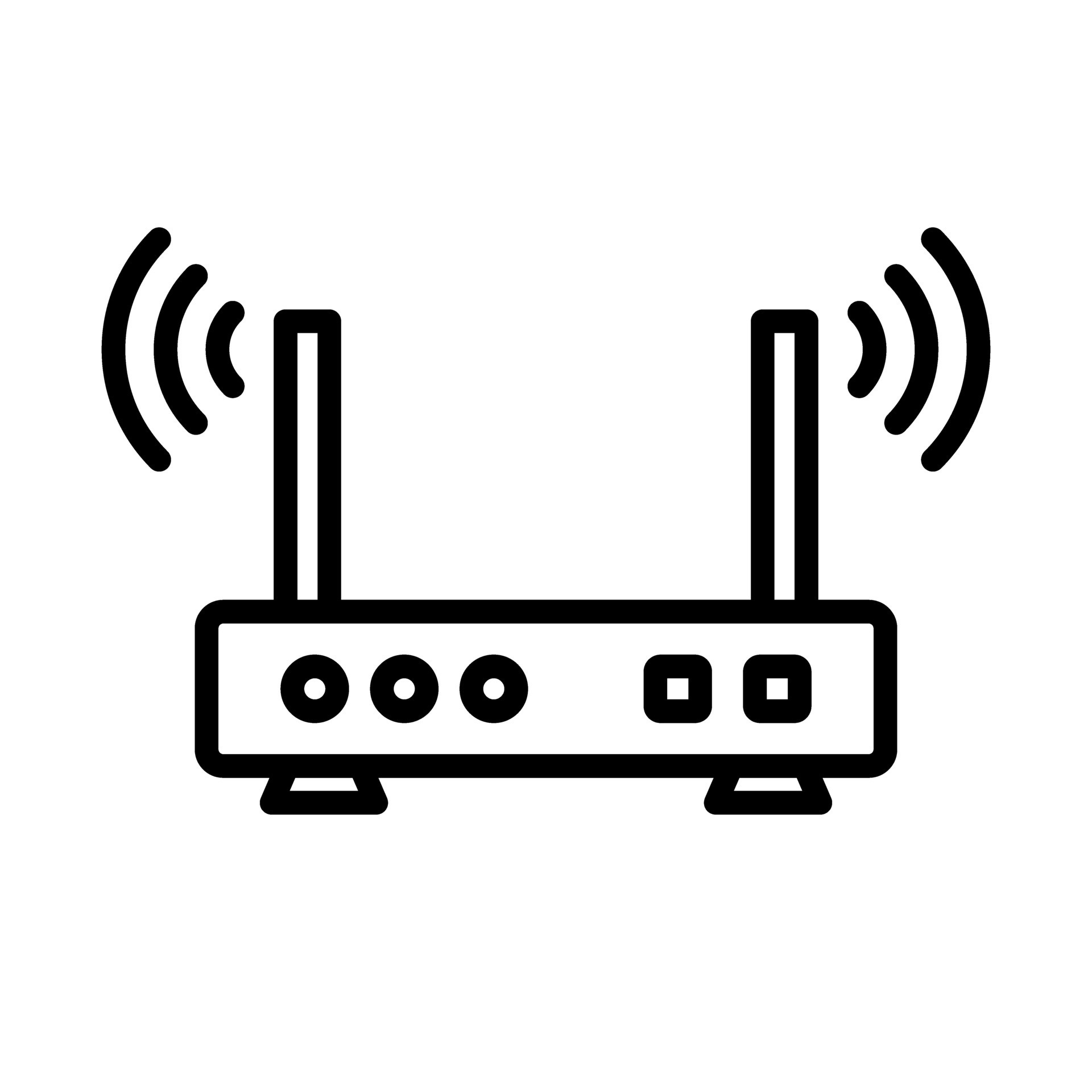 Router icon transmitting wireless signals. access point