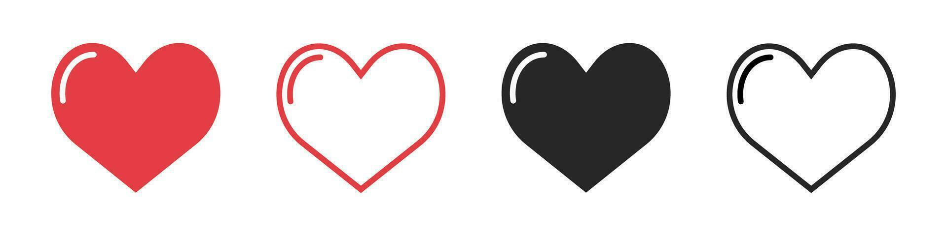 Flat design heart icon set. Vector. vector