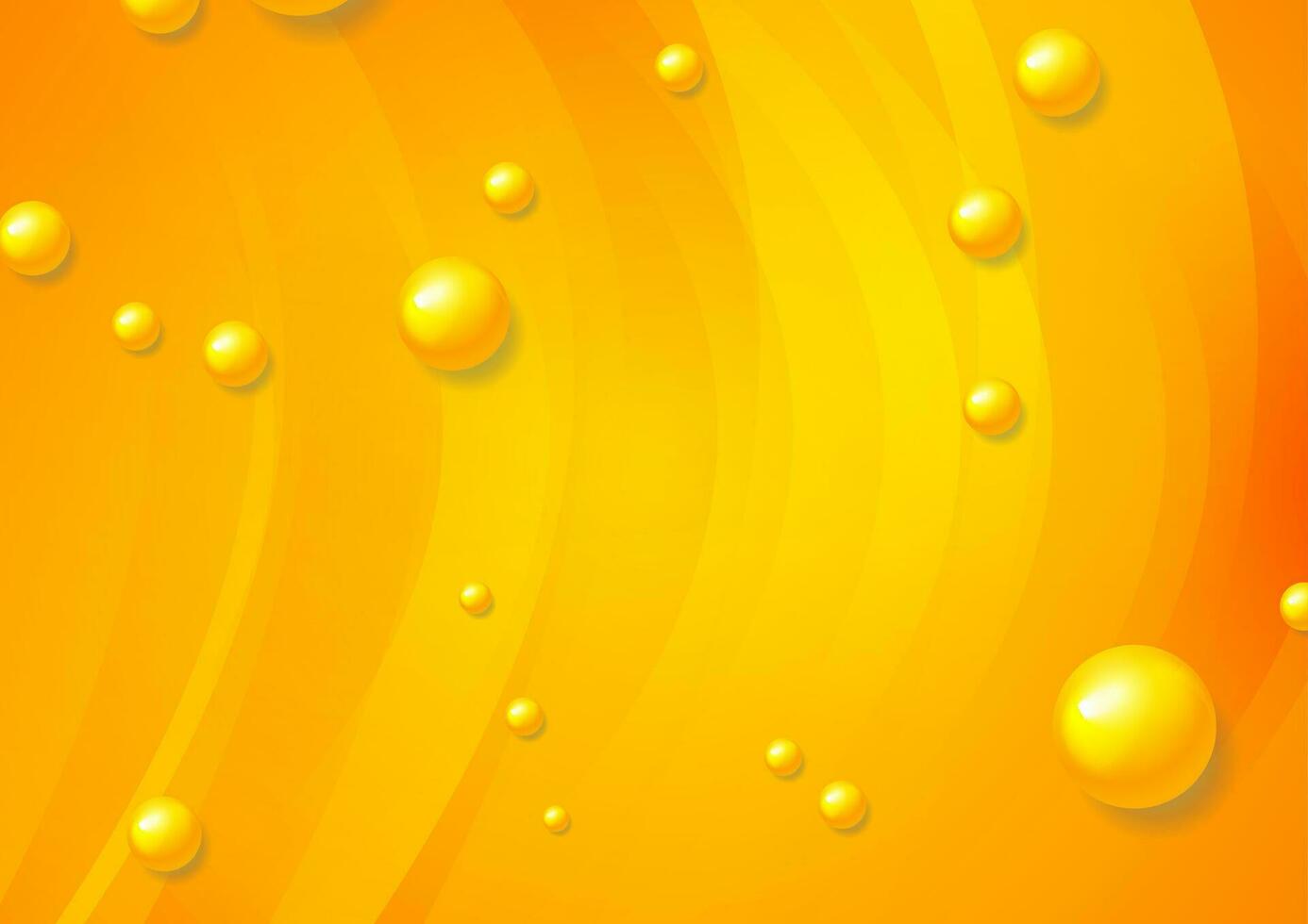 Orange wavy abstract background with 3d glossy beads vector