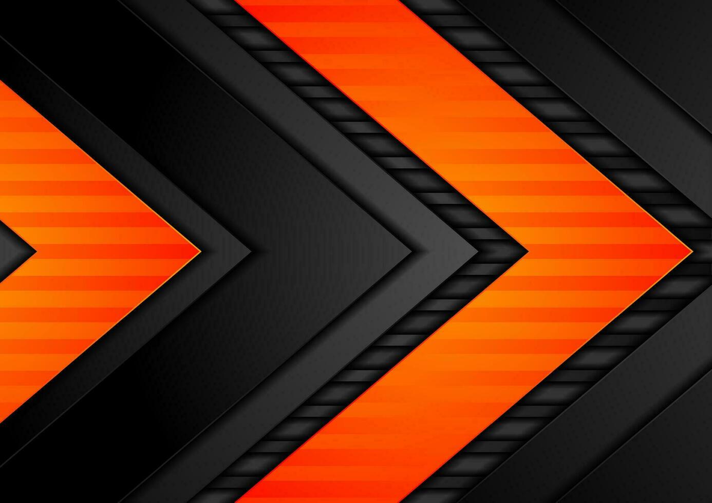 Abstract black orange arrows tech vector background