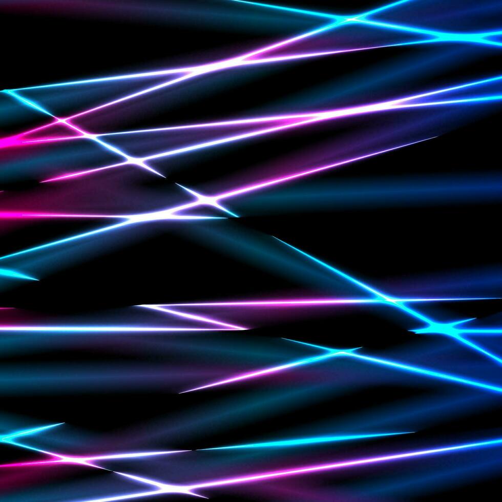 Bright neon laser rays stripes abstract background vector