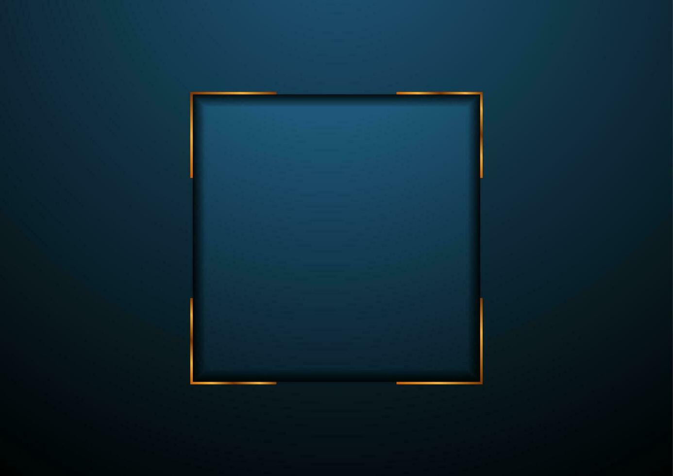 Dark blue and golden abstract square frame background vector