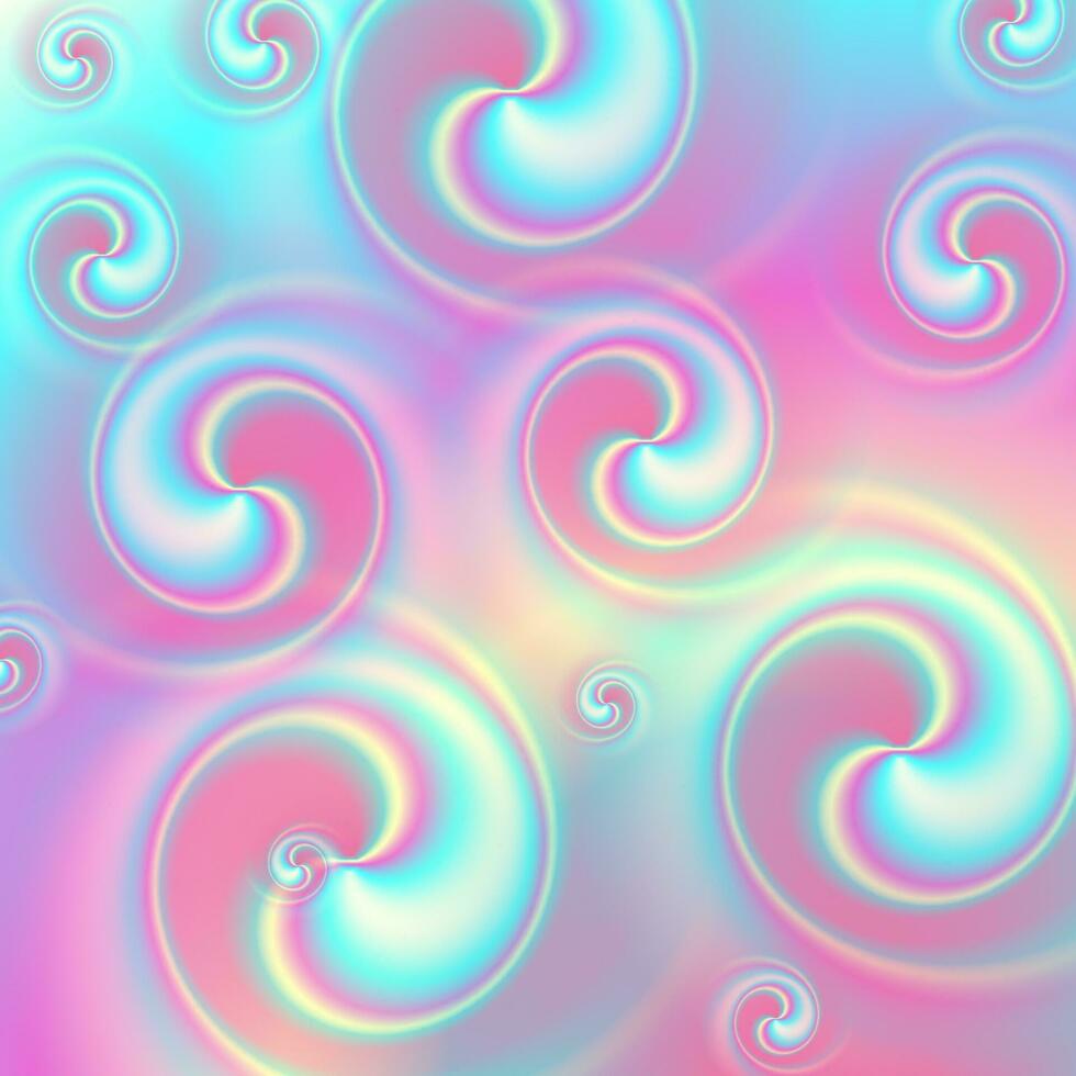 Liquid holographic swirl shapes abstract background vector