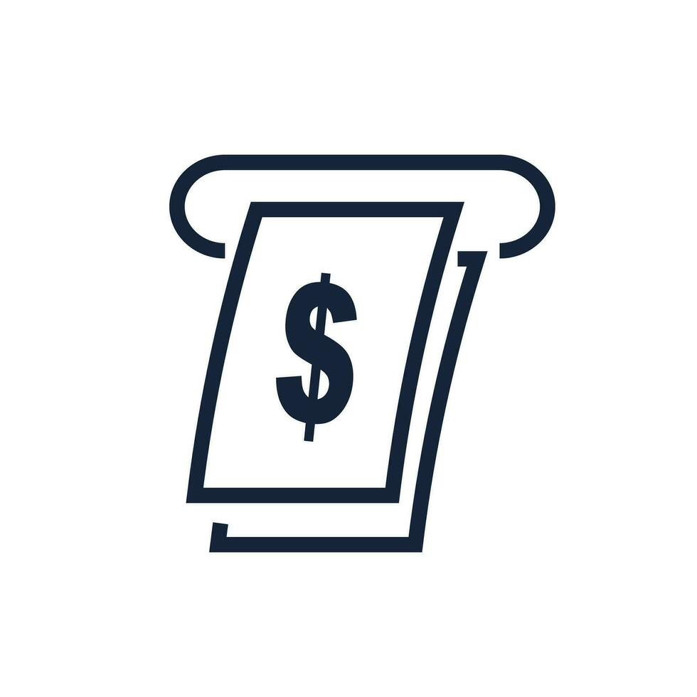 Withdrawal of dollar bills from ATM. Vector. vector