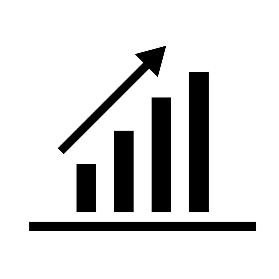 Growth graph silhouette icon. Growing chart. Vector. vector