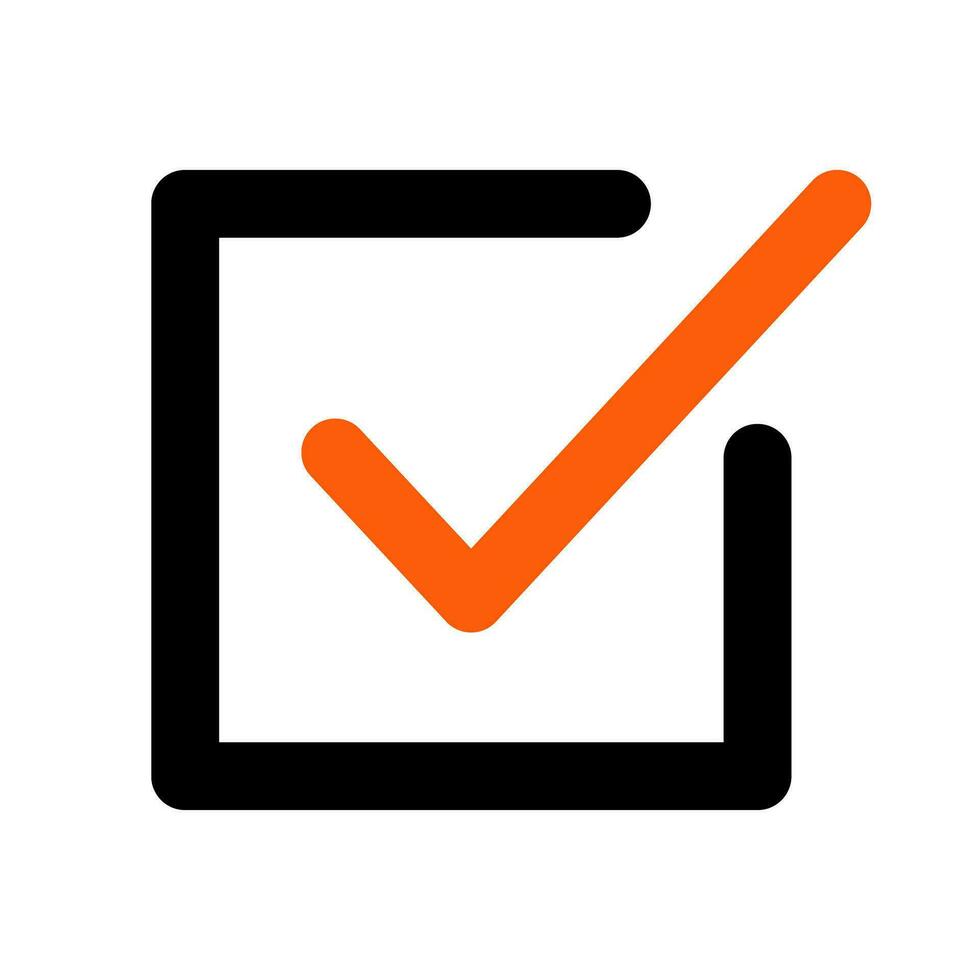 Check box with orange check mark. Vector. vector