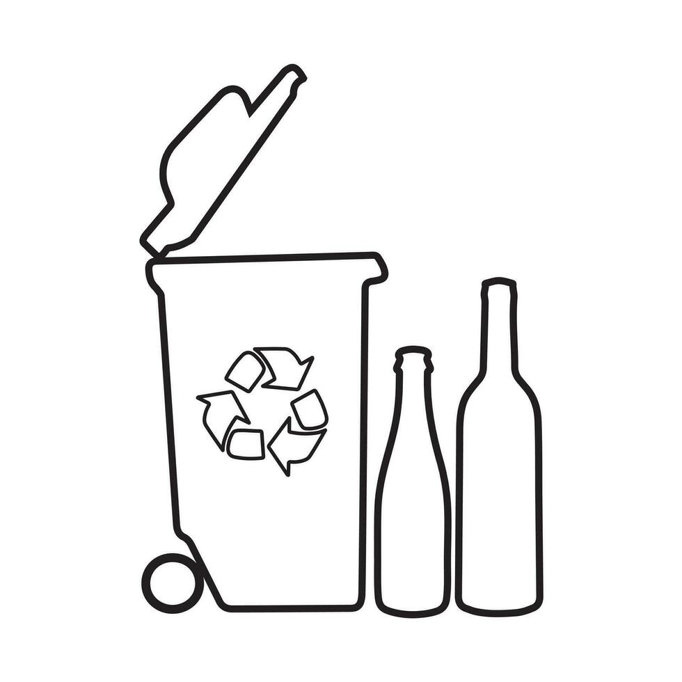 Recycle waste, flat waste sorting vector illustration black icon on a white background. Vector illustration EPS 10. Editable stroke.