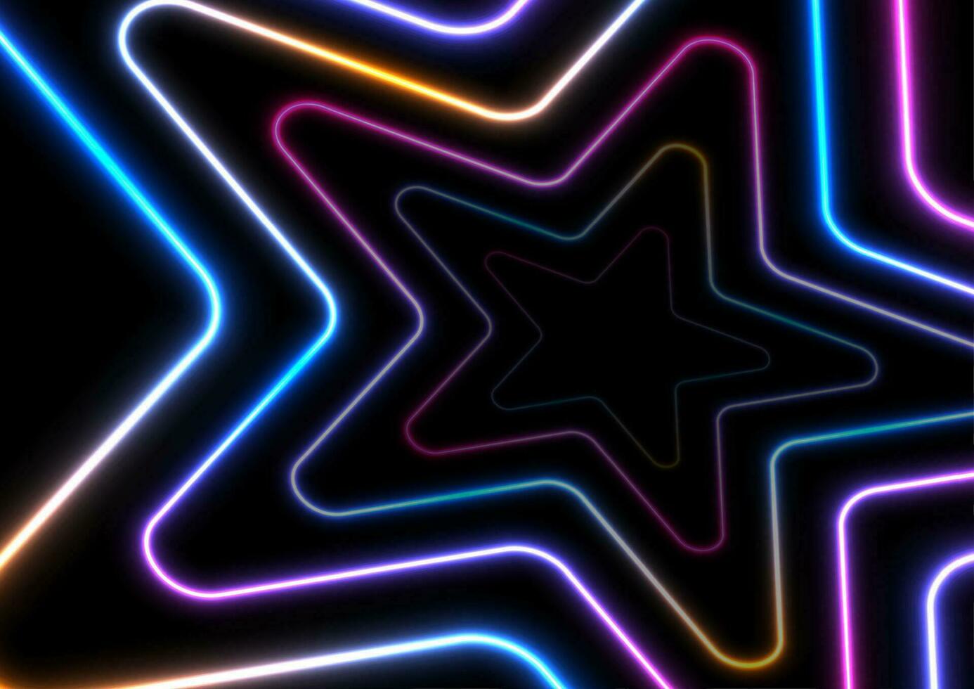Colorful glowing neon stars abstract background vector