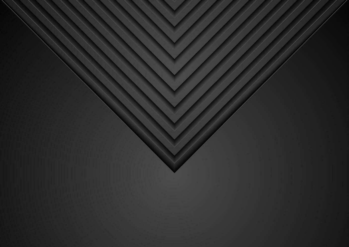 Black technology background with geometric triangle stripes vector