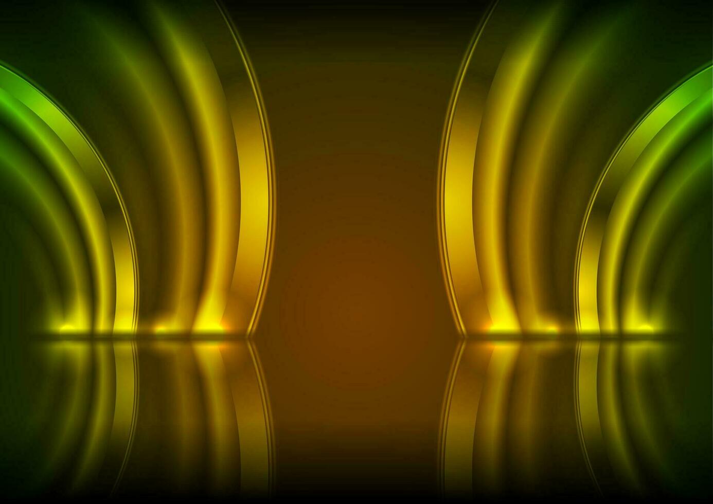 Green and yellow neon glowing shapes technology modern background vector
