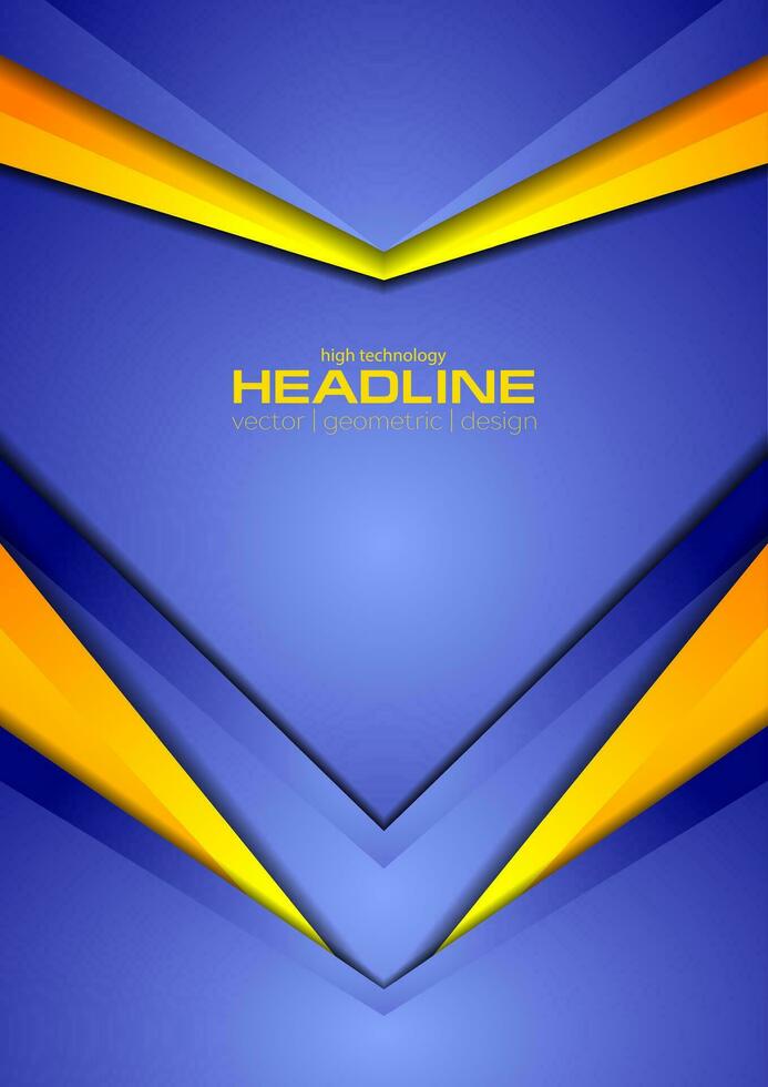 Vibrant blue and orange abstract tech background vector