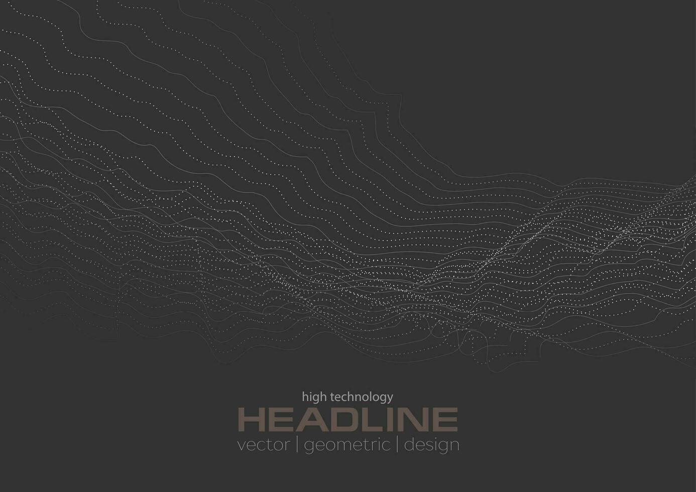 Dark grey abstract futuristic wavy dotted lines background vector