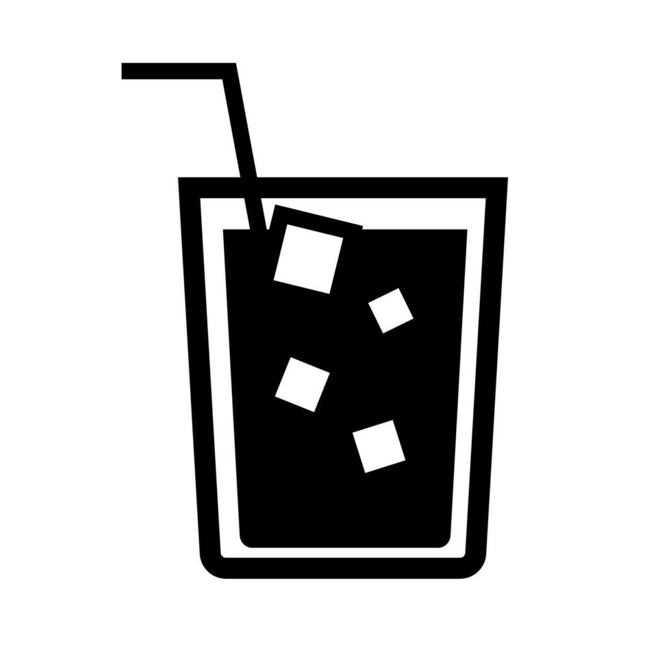Drink with ice silhouette icon. Vector. vector