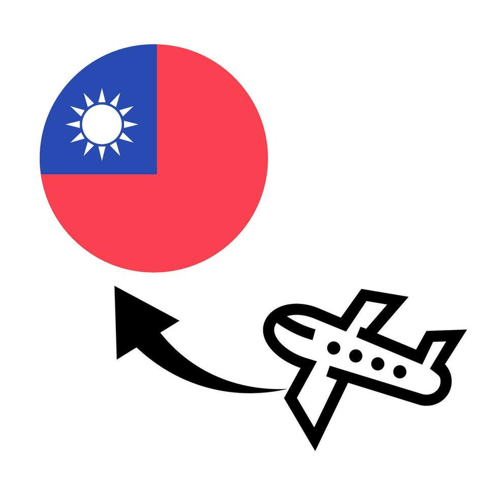 Travel to Taiwan. Taiwanese flag and a plane traveling to Taiwan. Vector. vector