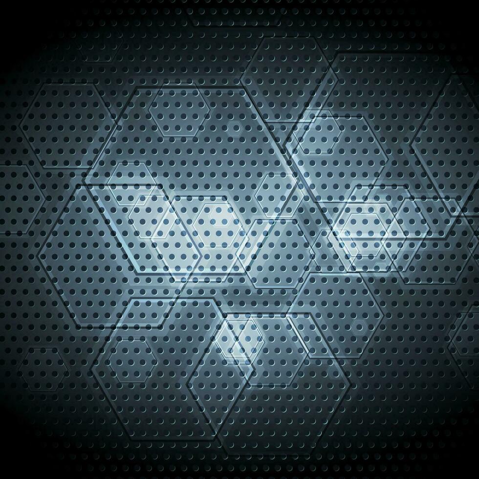 Dark blue hi-tech geometric hexagons abstract background vector