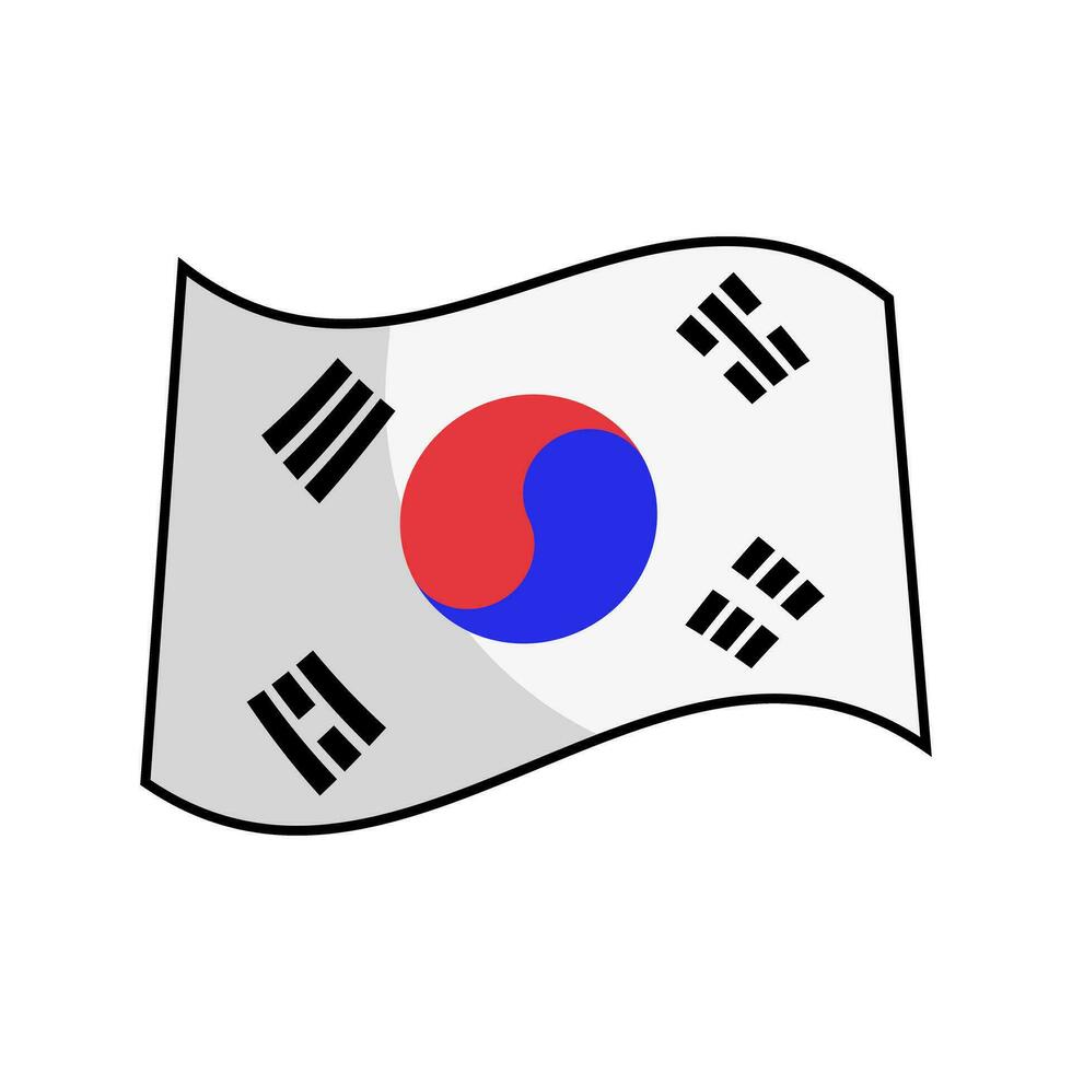 Flat design fluttering Korean flag icon. Vector. vector