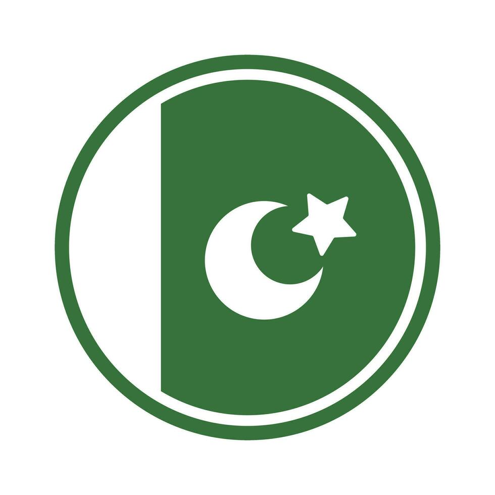 Flat design round Pakistani flag icon. Pakistan. Vector. vector