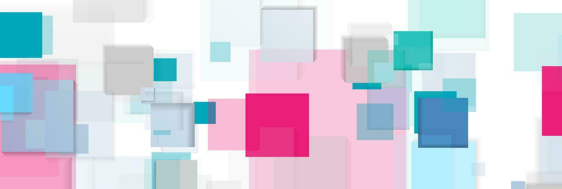 Cyan and pink squares tech abstract banner design vector