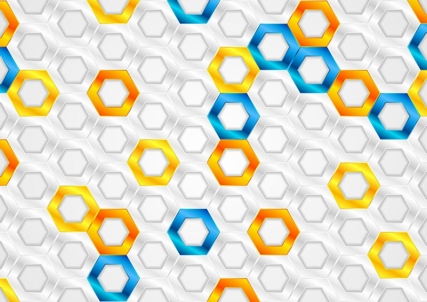 Tech futuristic abstract background with bright glossy hexagons vector