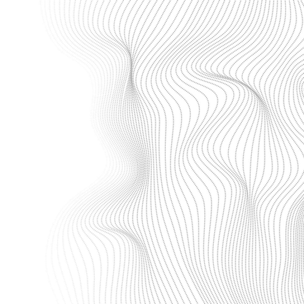 Grey dotted lines refracted waves abstract vector background