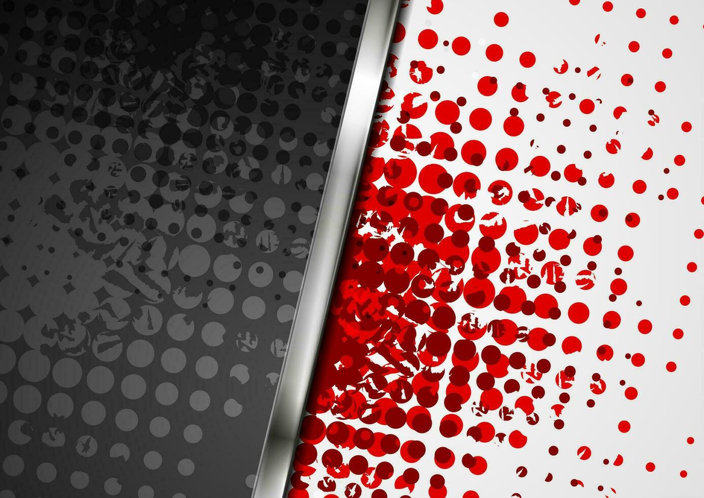 Red black abstract grunge tech background with halftone blots vector