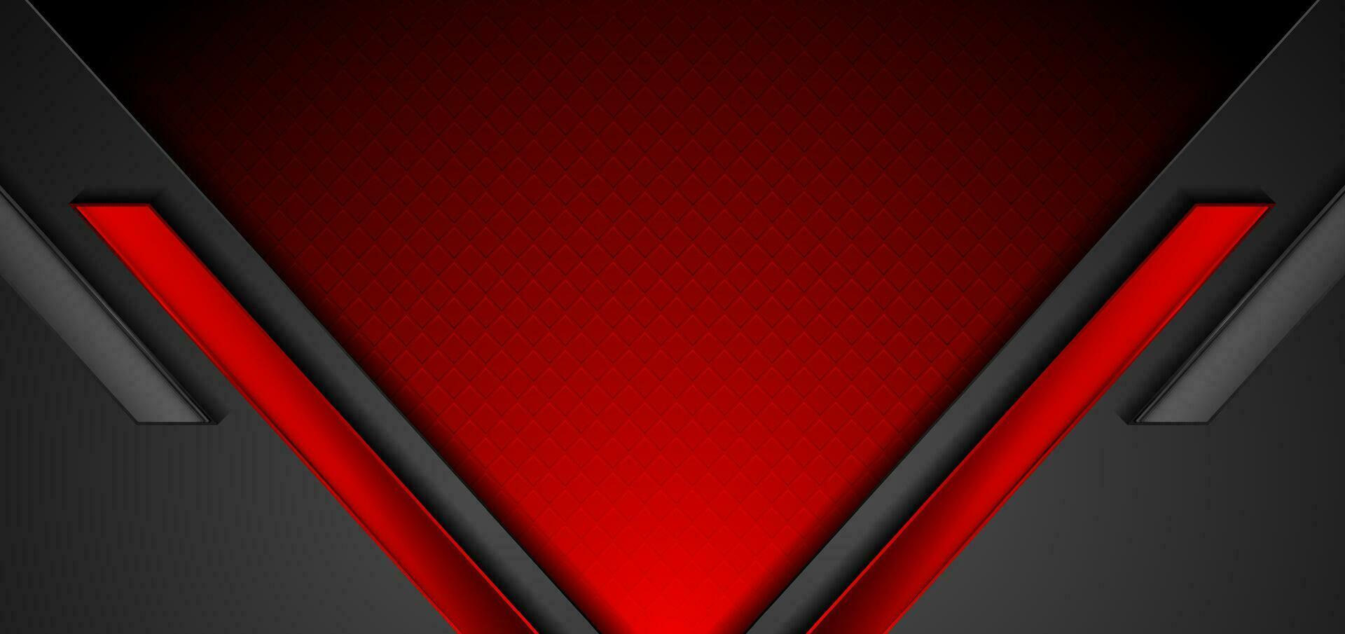 Black and red abstract tech geometric glossy background vector