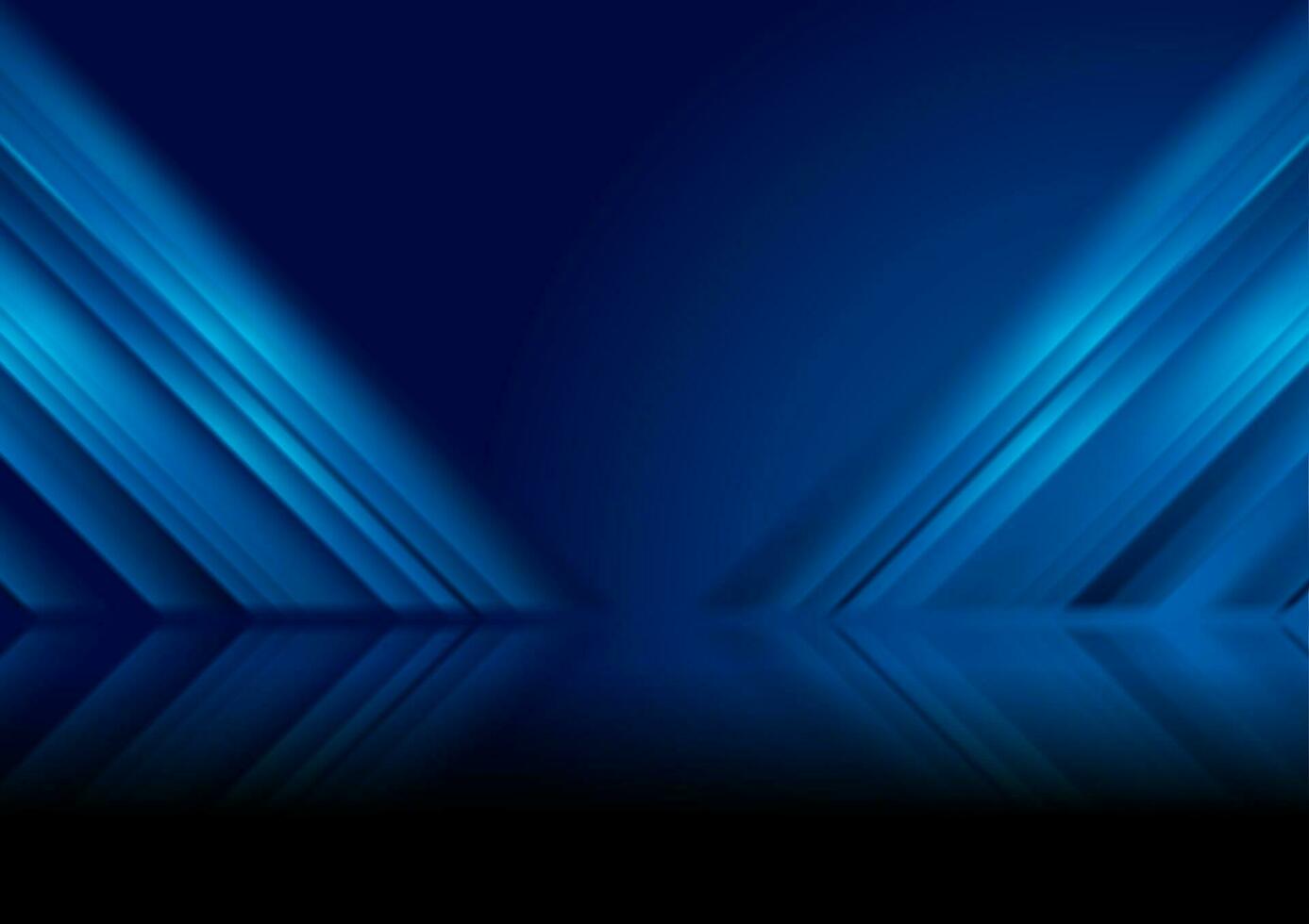 Deep blue smooth glowing stripes tech abstract background vector