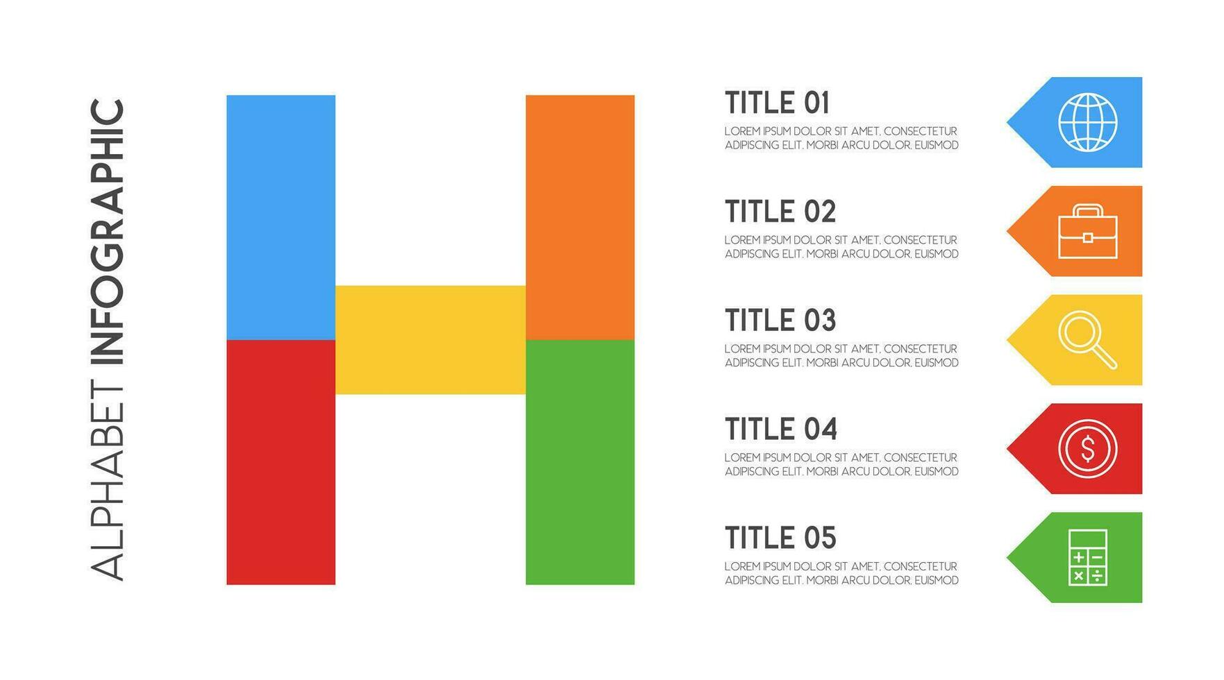 Letter H vector alphabet and other elements for infographics