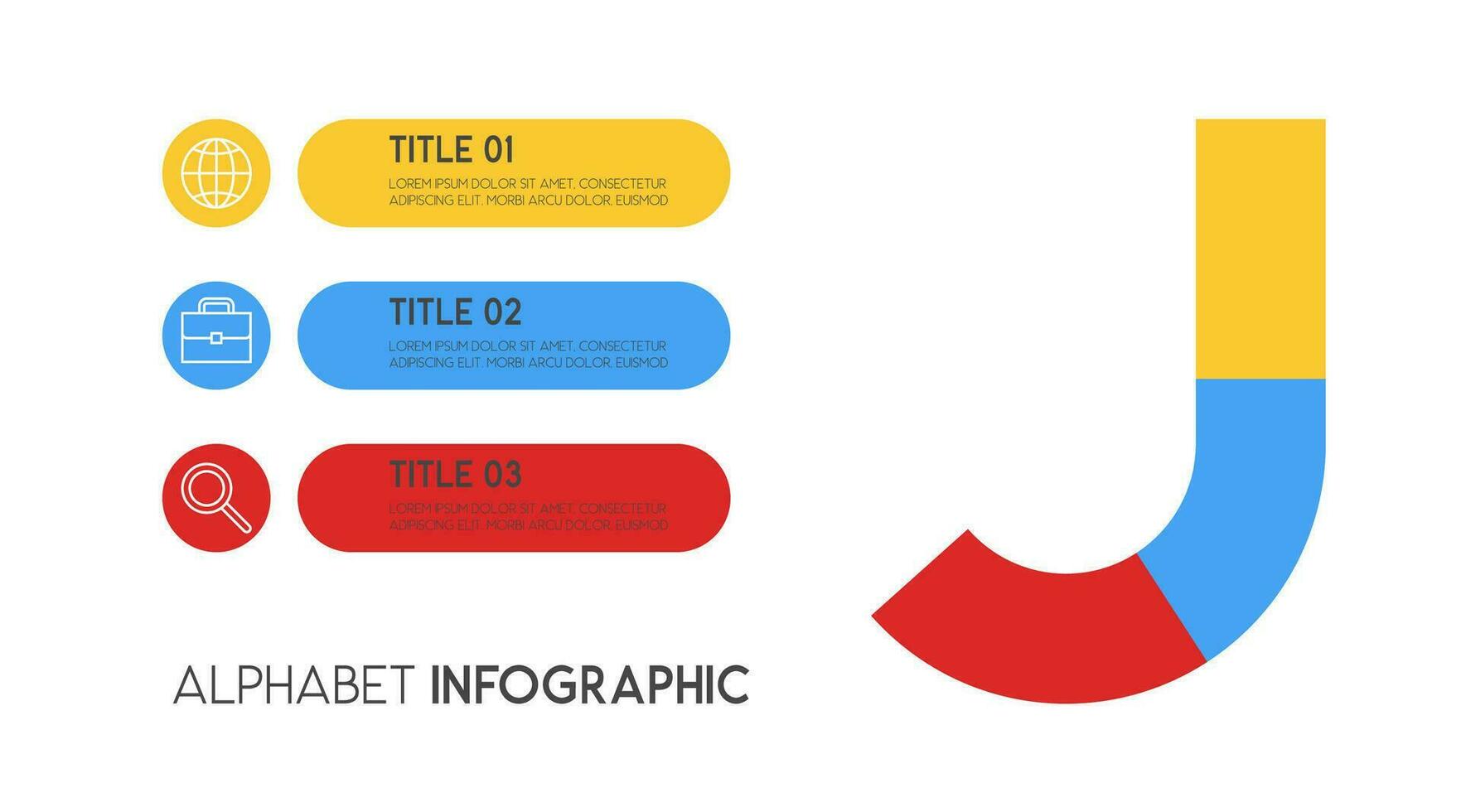 Letter J vector alphabet and other elements for infographics