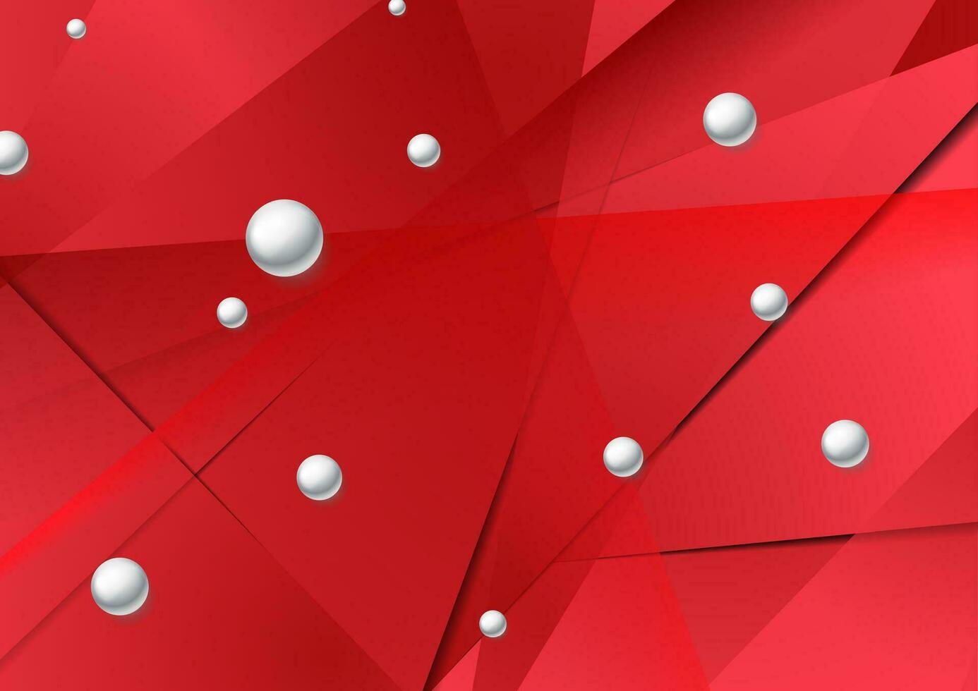 Bright red low poly abstract background with circle beads vector