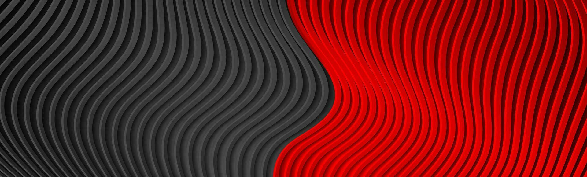 Abstract banner with contrast red black refracted geometric waves vector