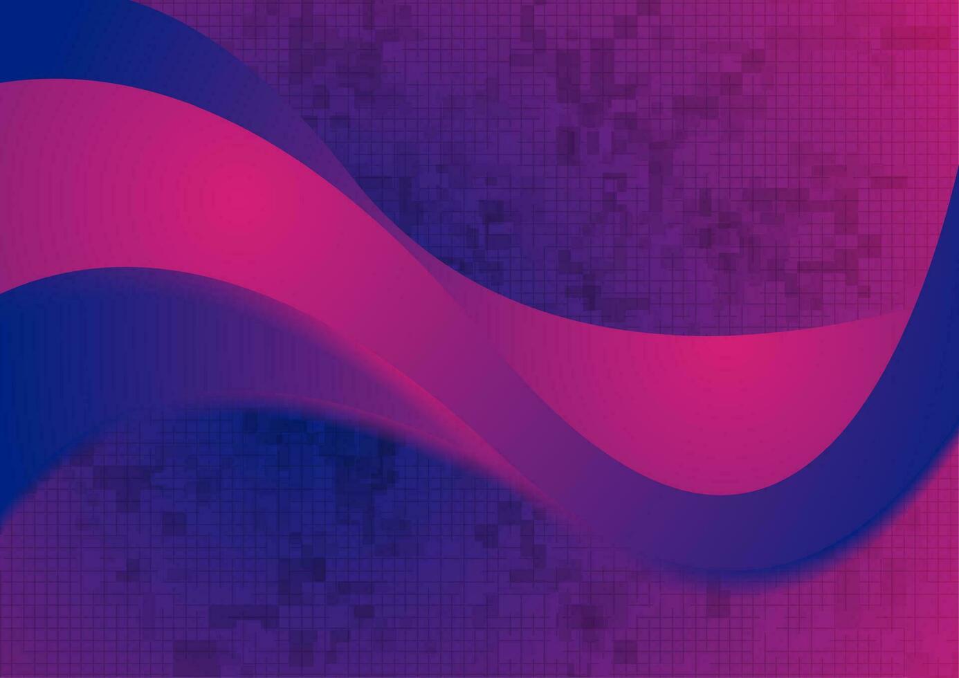 Vibrant neon corporate waves on squares grid background vector