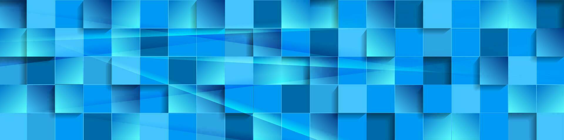 Abstract tech banner with blue glossy mosaic squares vector