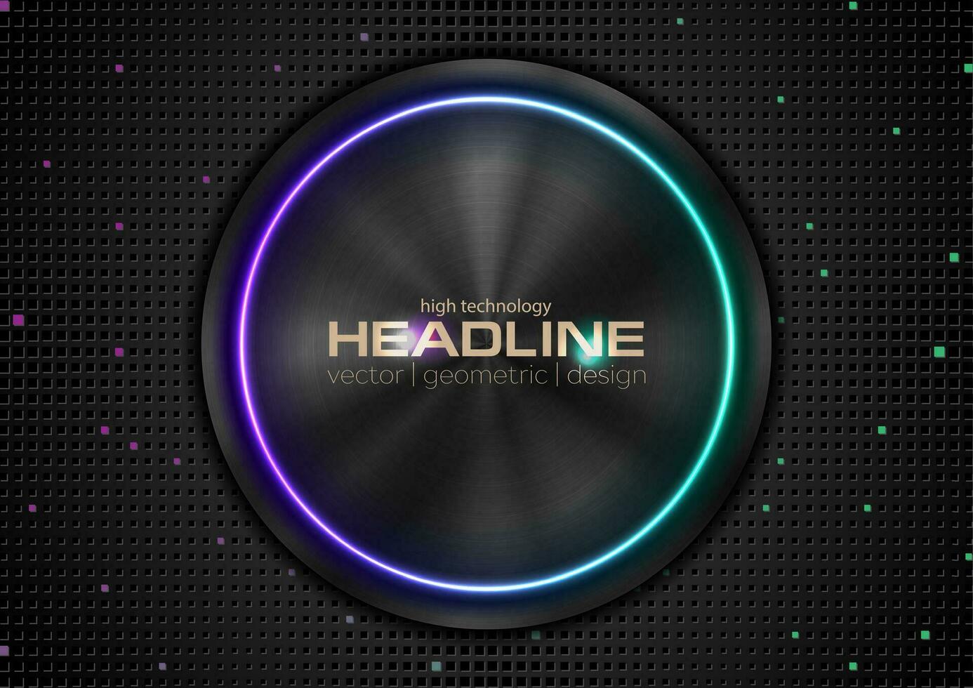 Technology abstract black metallic background with neon shiny light vector