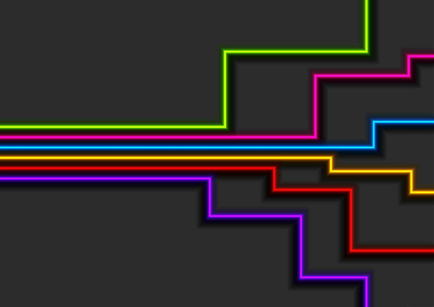 Colorful neon abstract lines geometric tech background vector