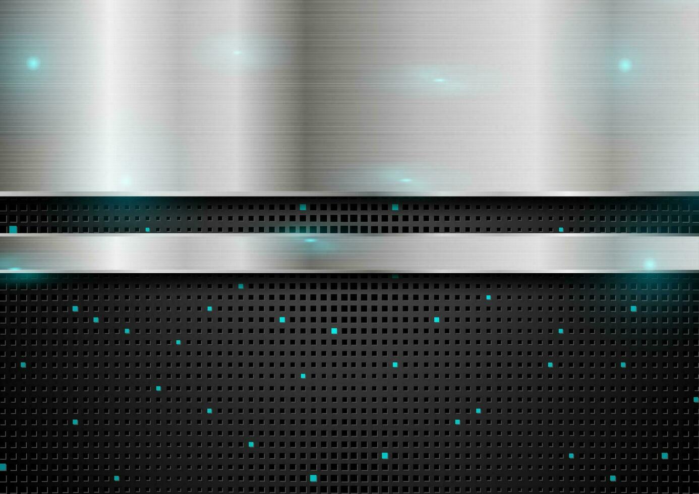 Technology abstract silver metallic background with blue shiny light vector