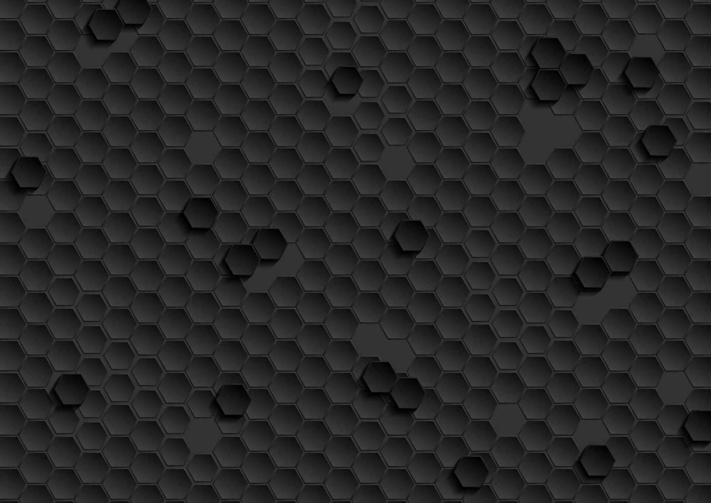 Abstract black hexagons tech geometric vector background