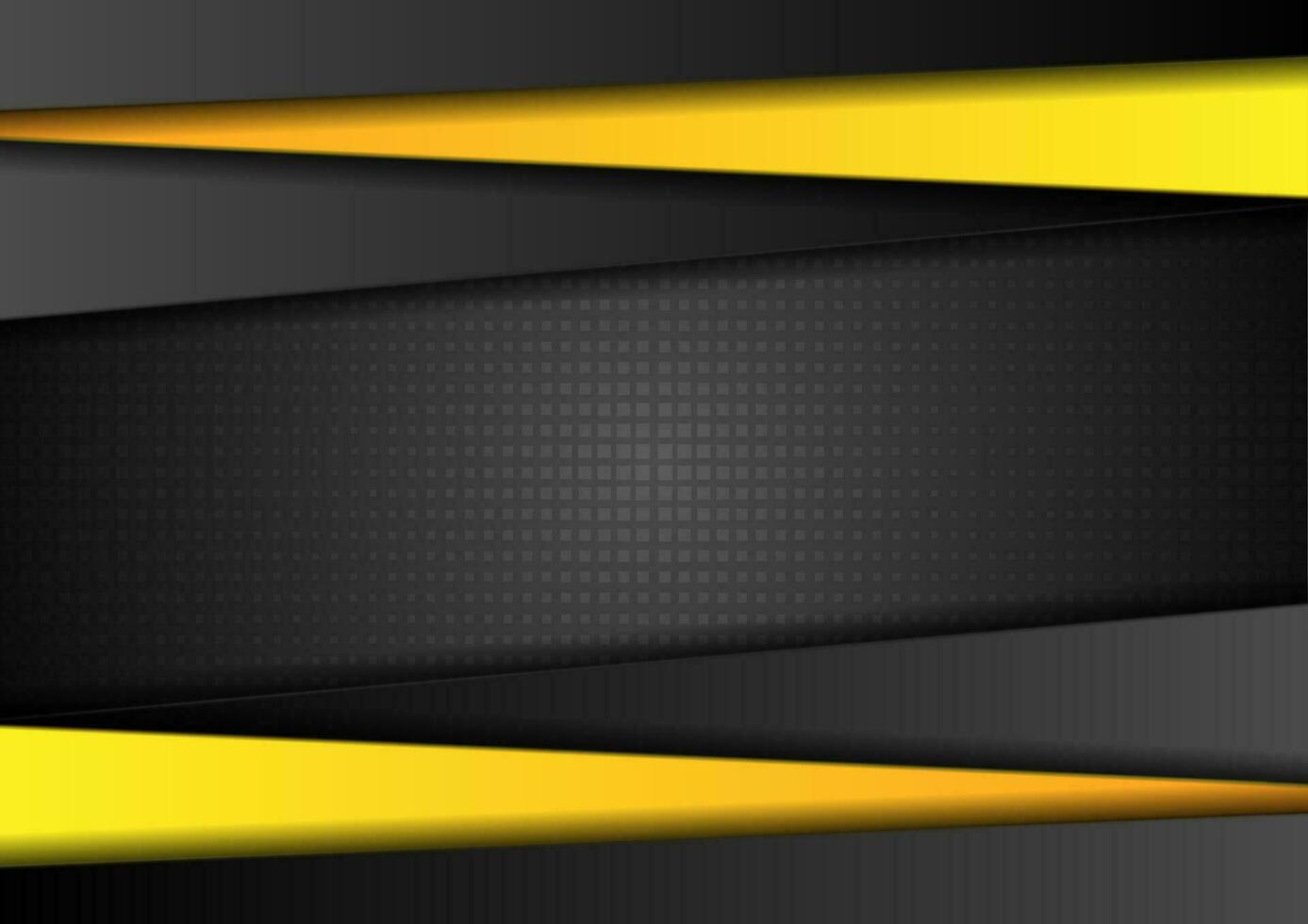 Bright yellow and black stripes abstract tech corporate background vector