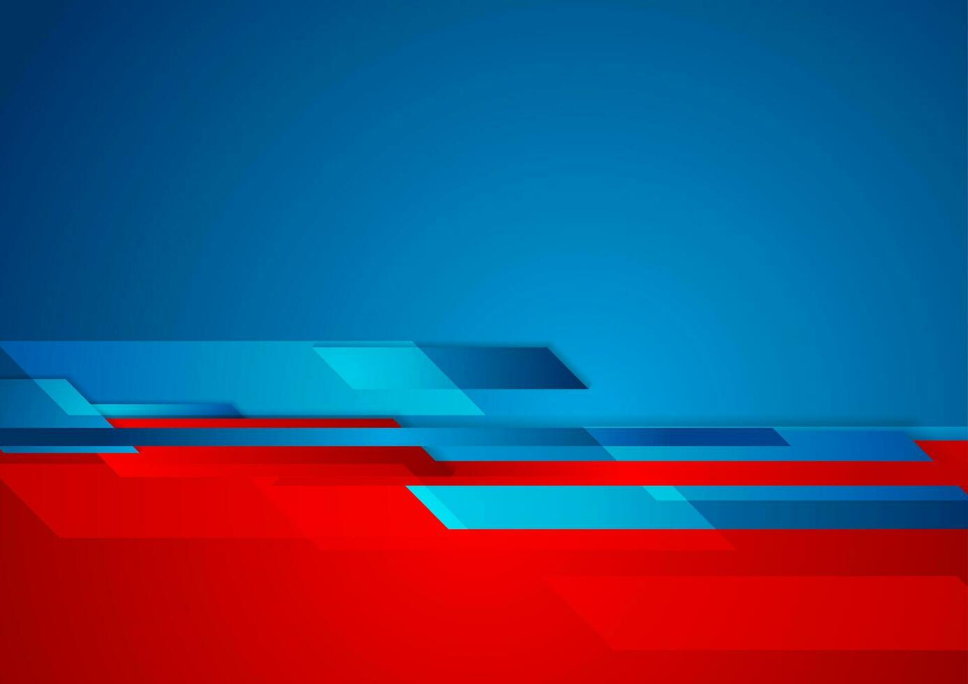 Blue red contrast technology geometric abstract background vector