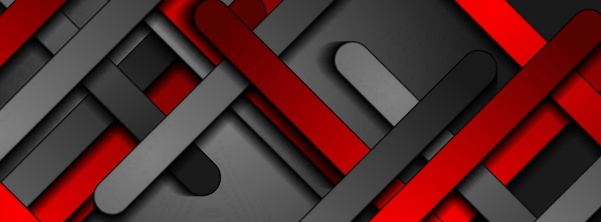 Red and black smooth stripes abstract tech background vector