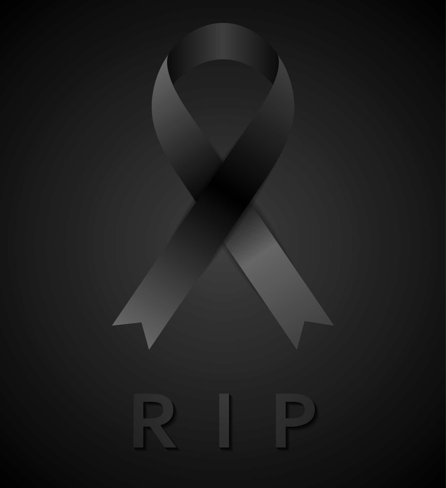 RIP Funeral White Ribbon on Grey Background Vector Stock