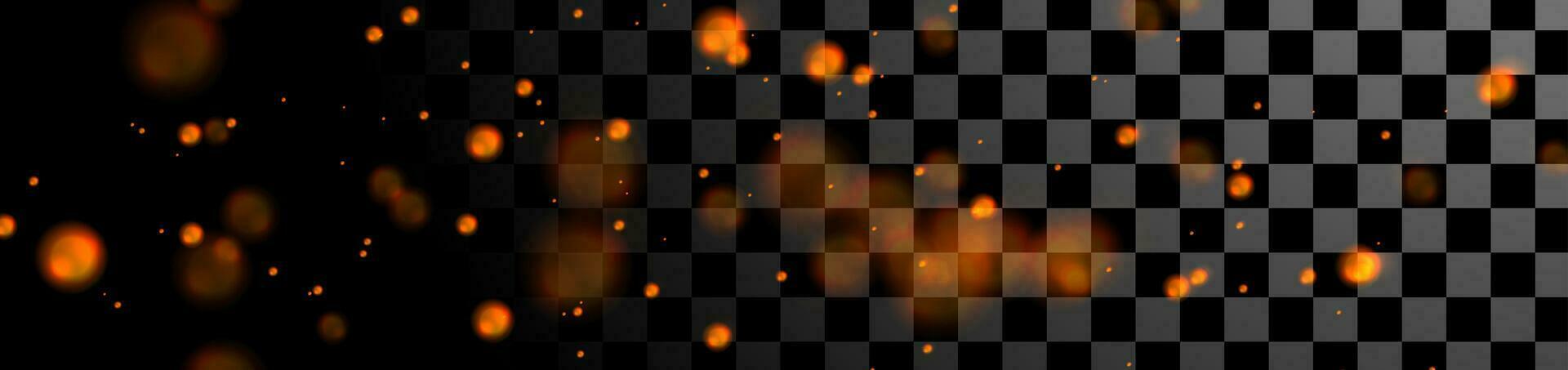 Fiery orange luminous bokeh lights particles banner vector
